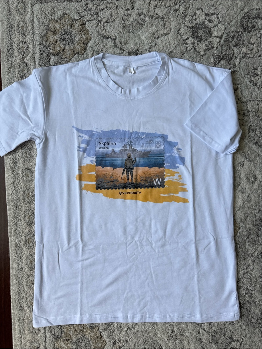White Ukraine Stamp Graphic T-Shirt
